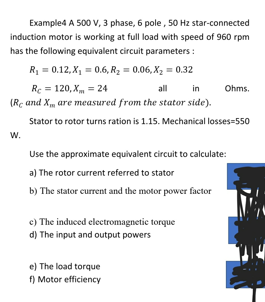 A 5 0 0 V , 3 phase, 6 pole , 5 0 Hz star -