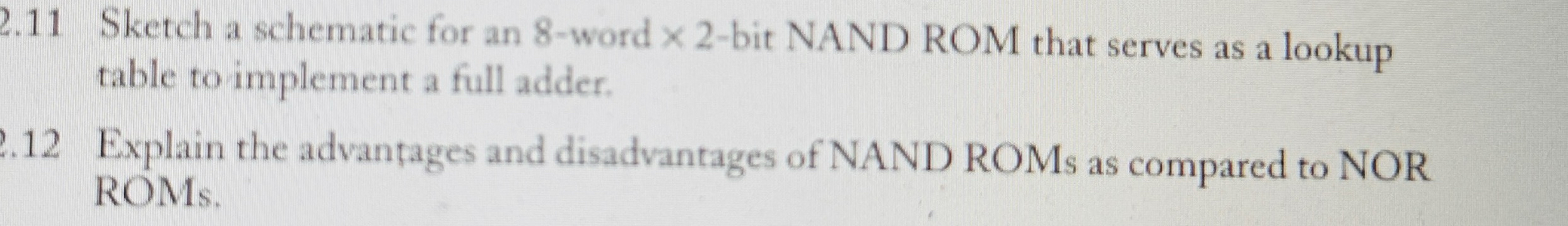 2 . 1 1 Sketch a schematic for an 8 - word 2 -