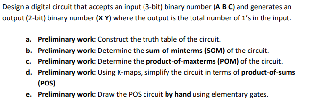 Design a digital circuit that accepts an input (