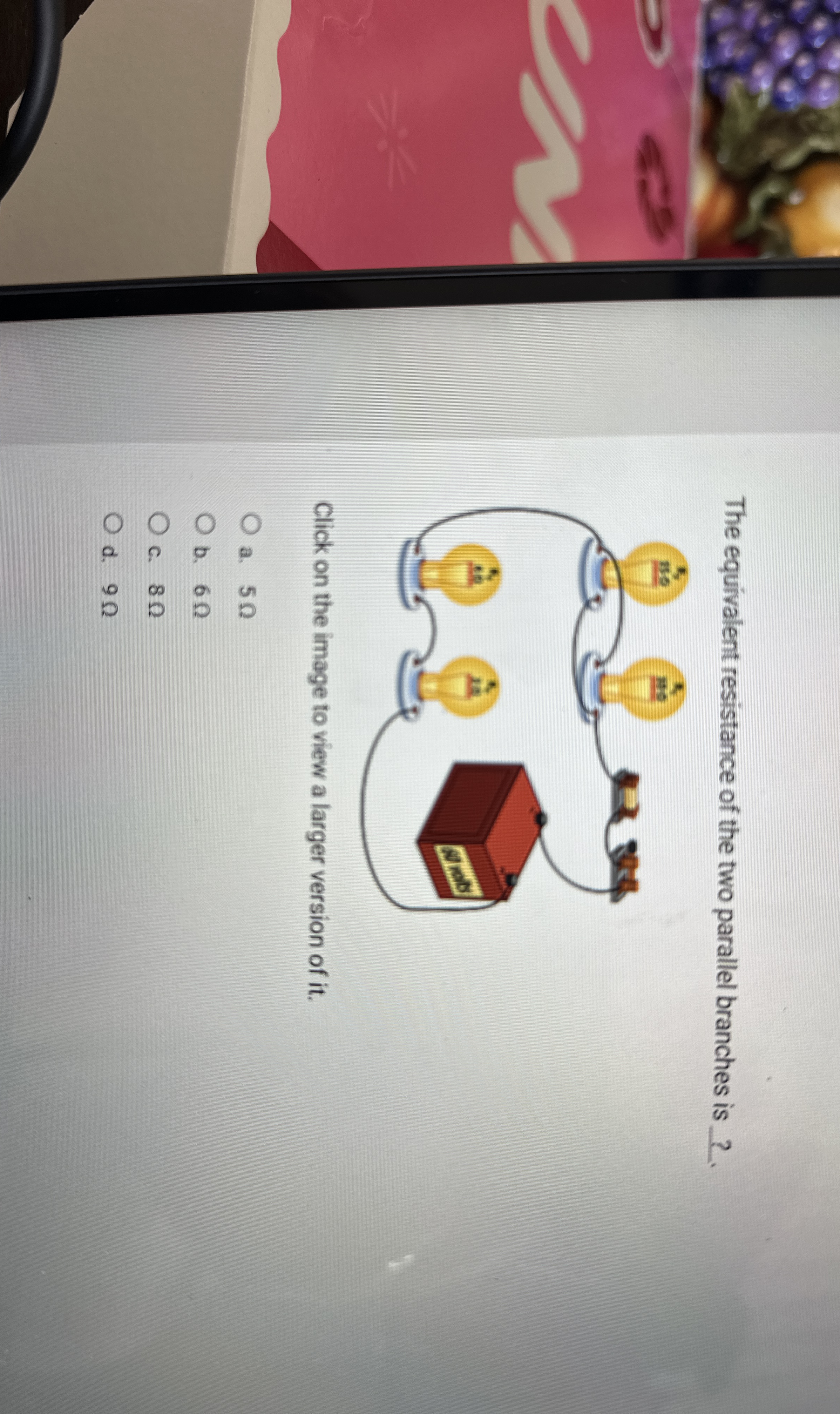 The equivalent resistance of the two parallel