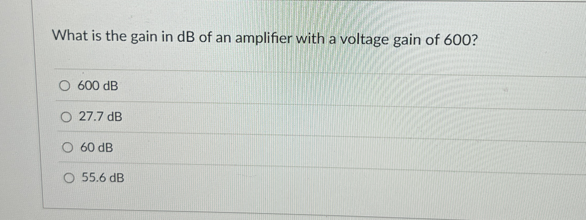 What is the gain in dB of an amplifier with a