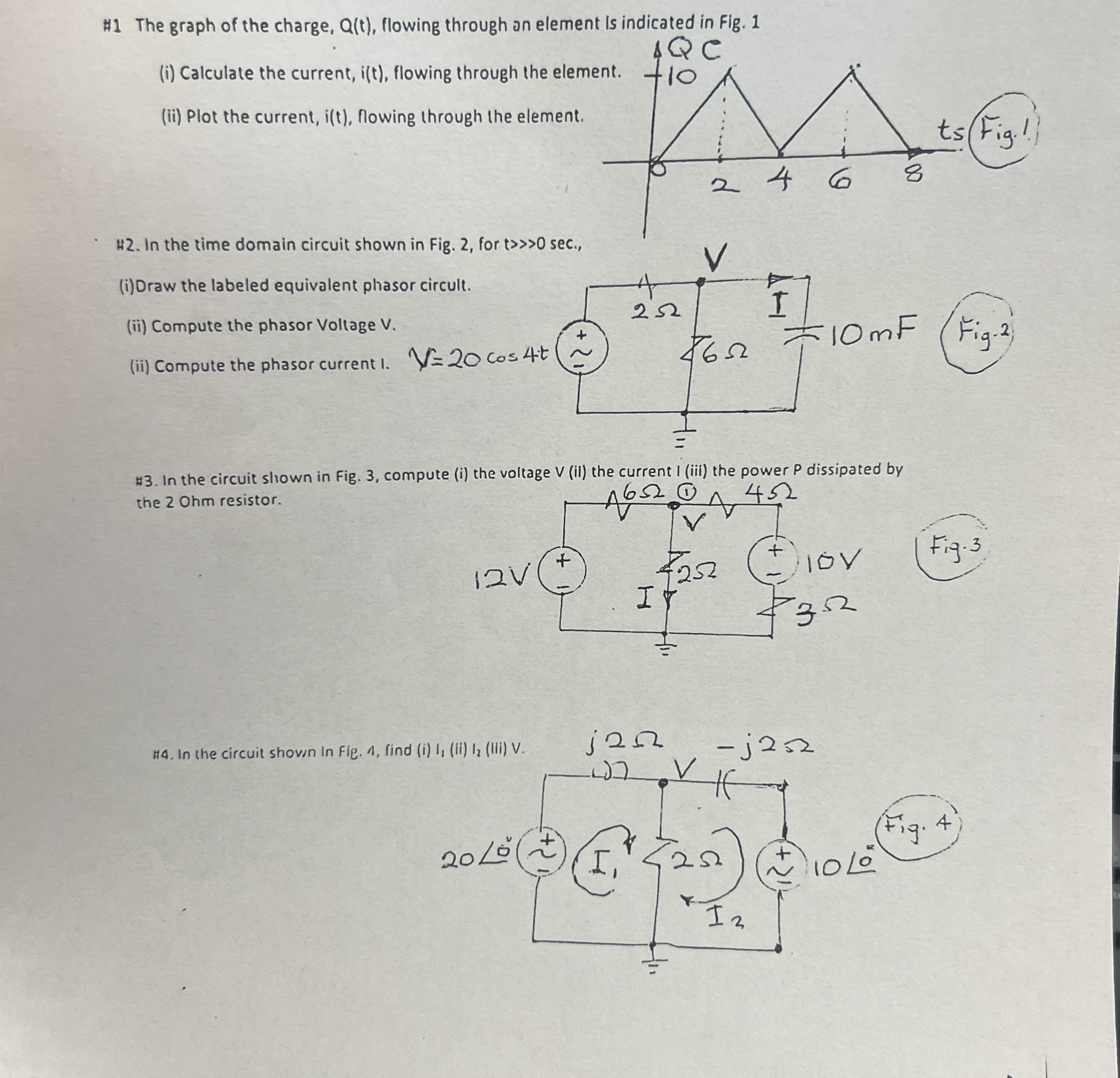 H 1 The graph of the charge, Q ( t ) , flowing