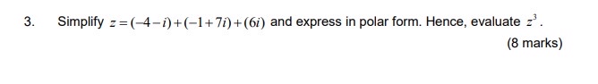 Simplify z = ( - 4 - i ) + ( - 1 + 7 i ) + ( 6 i