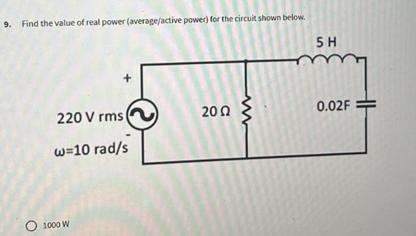 Find the value of real power ( average / active