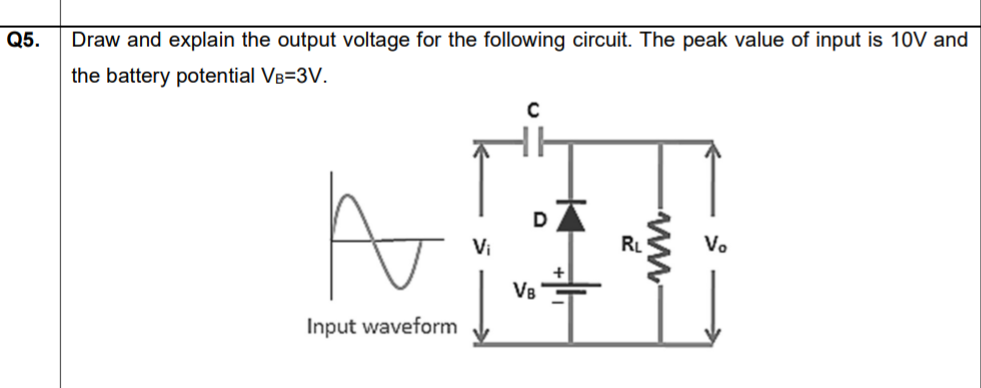 Q 5 . Draw and explain the output voltage for the