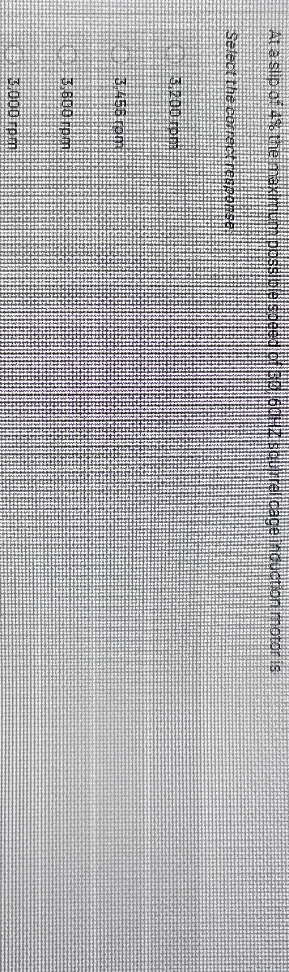 At a slip of 4 % the maximum possible speed of 3