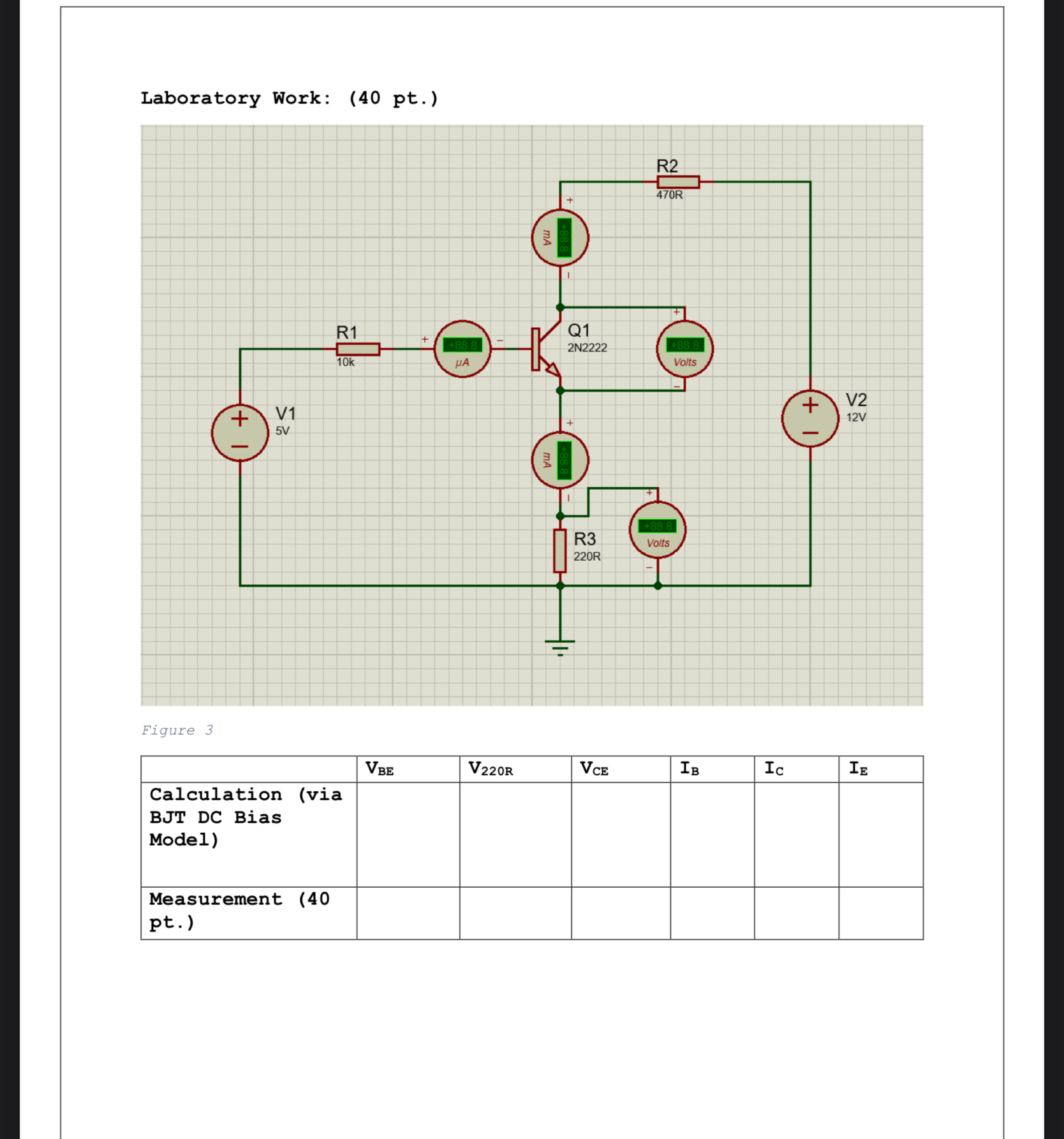 Laboratory Work: ( 4 0 pt . ) Figure 3 \ table [