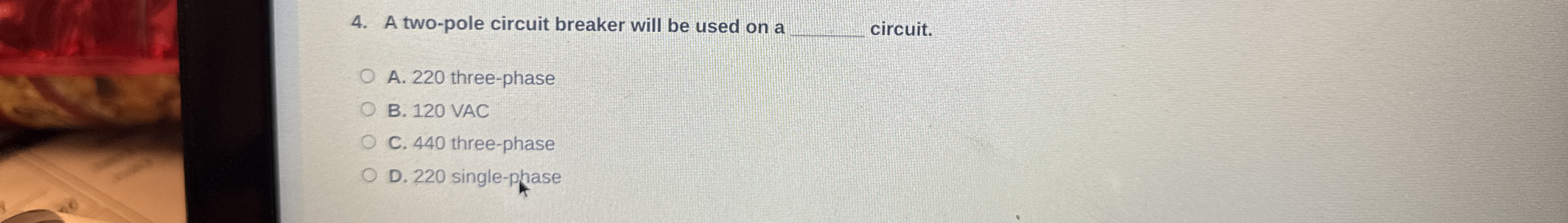 A two - pole circuit breaker will be used on a q