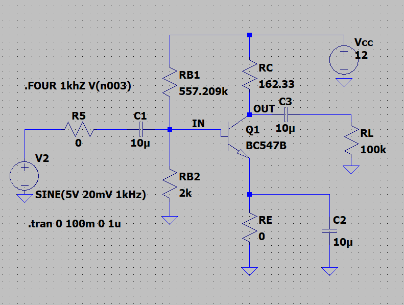 In the following schematic, the BJT amplifier is