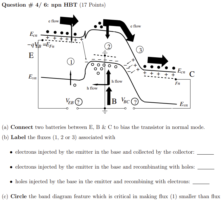 Question \ # 4 / 6 : npn HBT ( 1 7 Points ) ( a )
