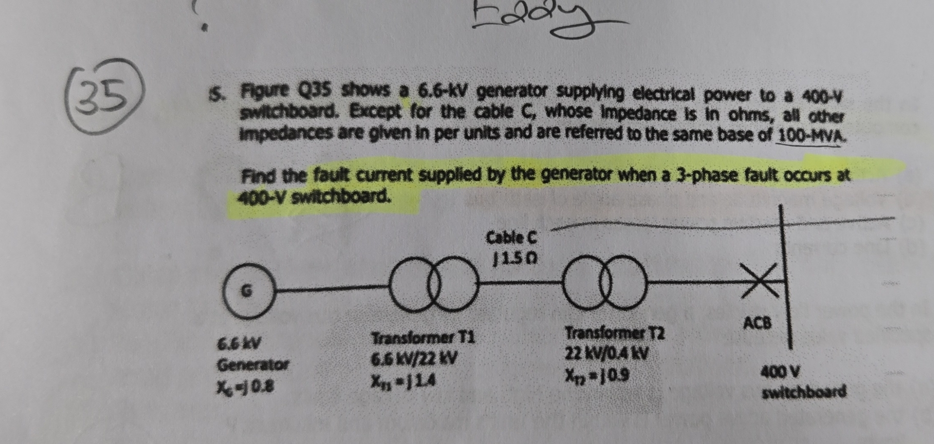 ( 3 5 ) 5 . Figure Q 3 5 shows a 6 . 6 - k V