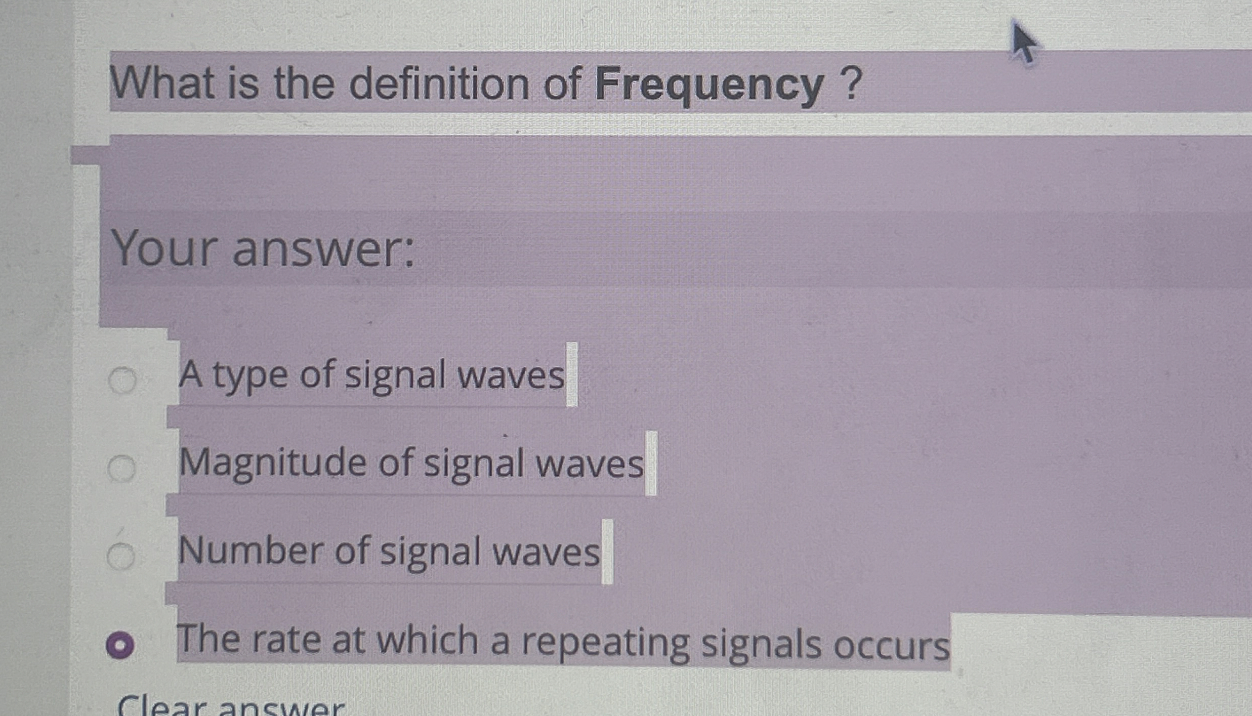 What is the definition of Frequency? Your answer: