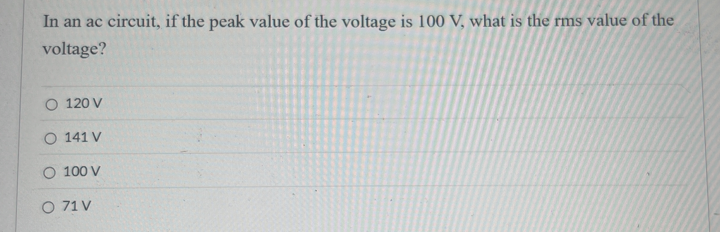 In an ac circuit, if the peak value of the