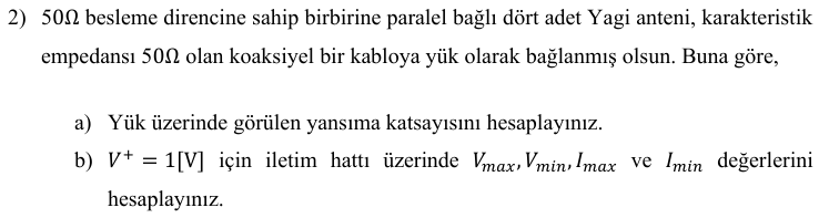 5 0 \ Omega besleme direncine sahip birbirine