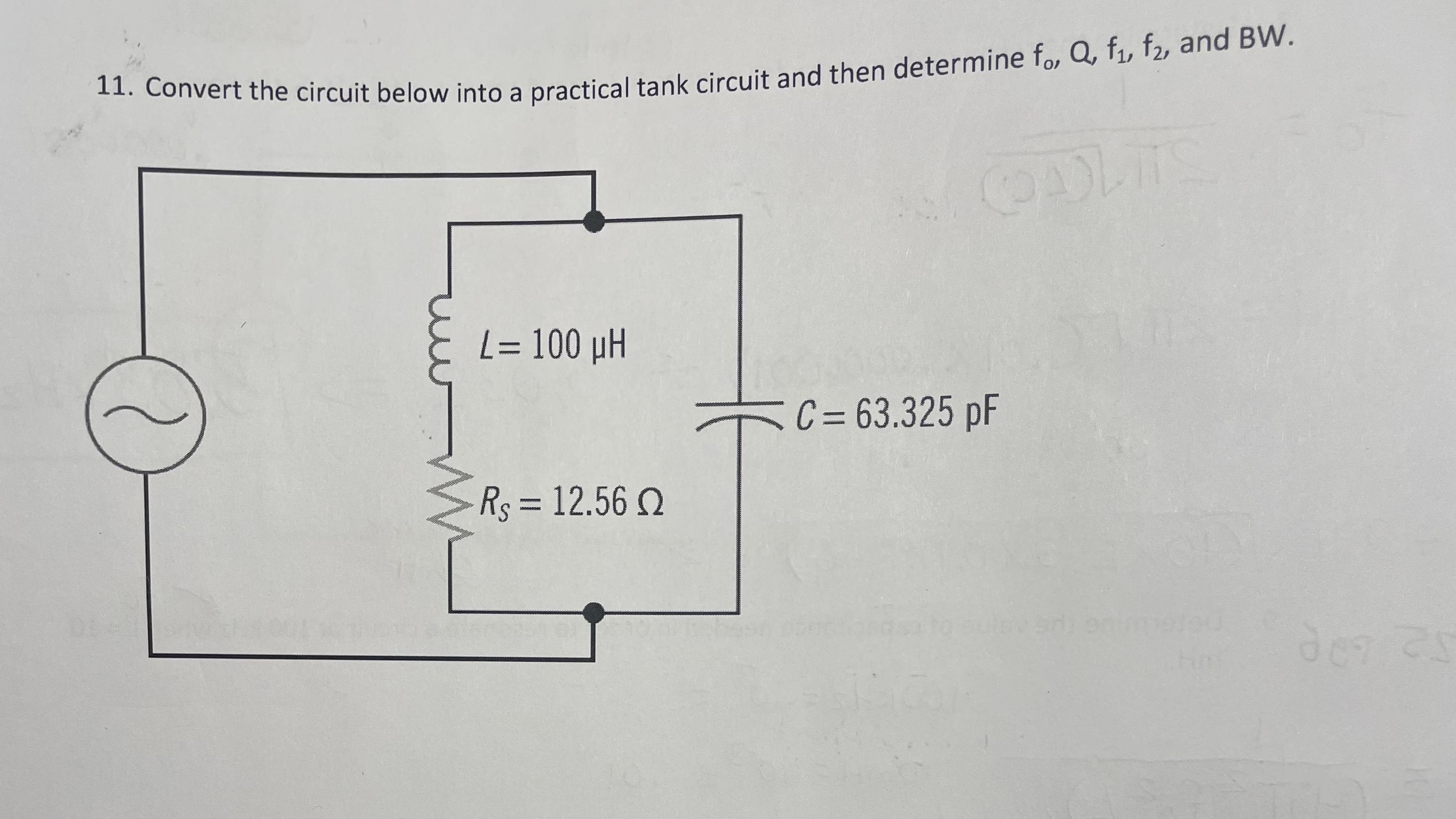 Convert the circuit below into a practical tank