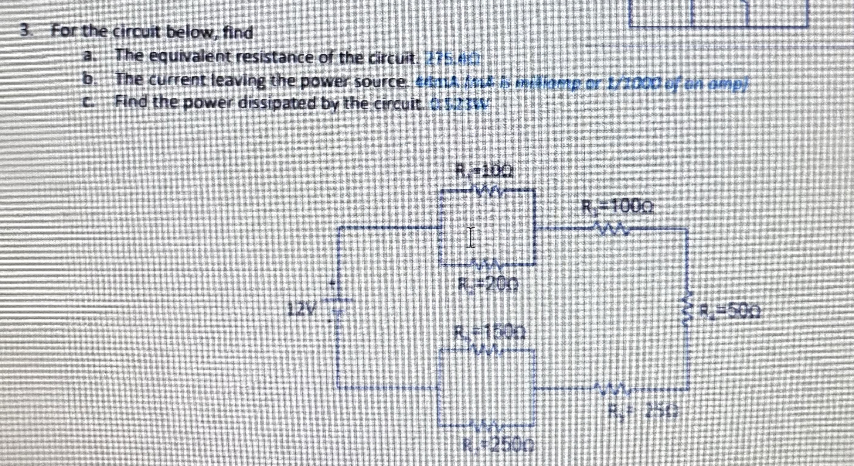 For the circuit below, find a . The equivalent