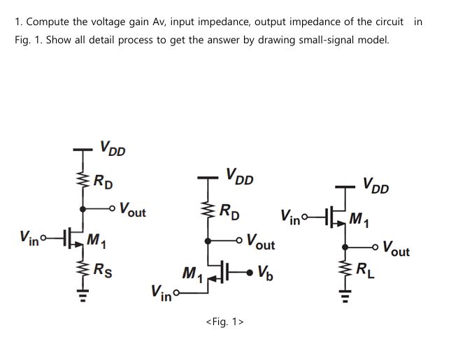1 . Compute the voltage gain Av , input