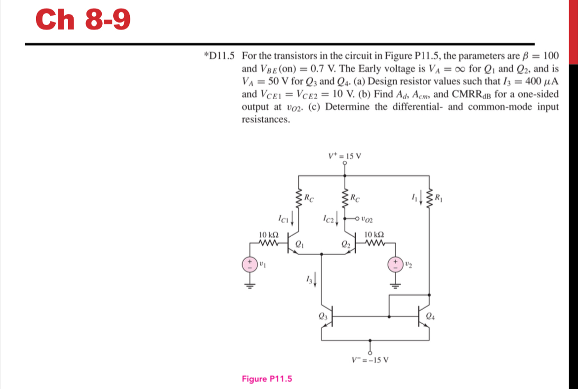 ch 8 - 9 * D 1 1 . 5 For the transistors in the