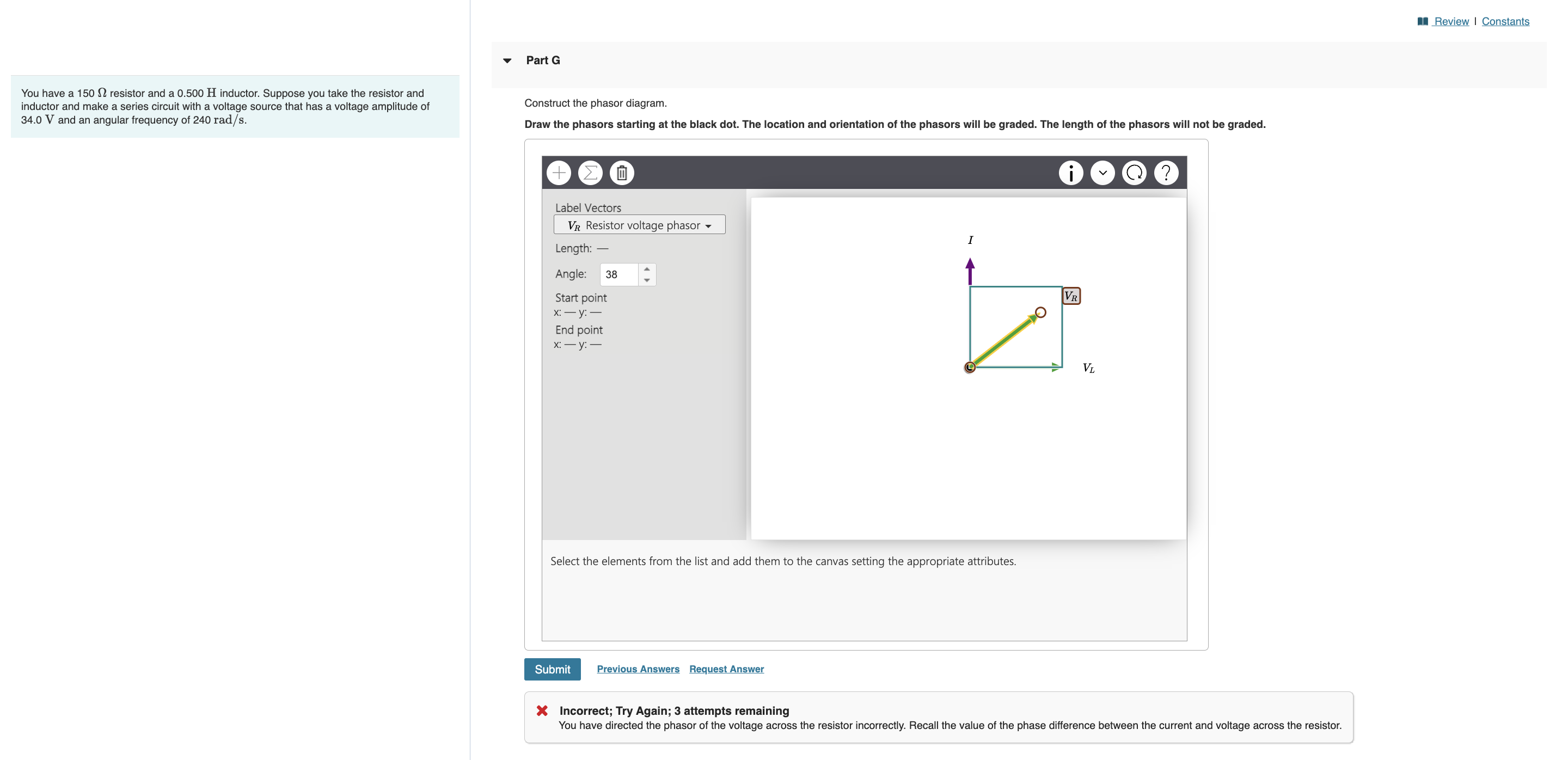 Part G You have a \ ( 1 5 0 \ Omega \ ) resistor