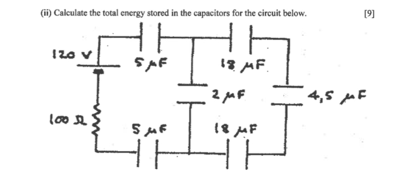 ( ii ) Calculate the total energy stored in the