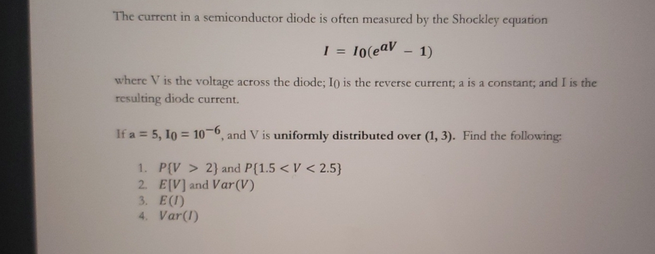 The current in a semiconductor diode is often