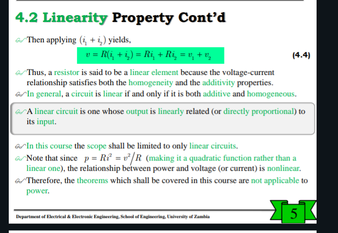 4 . 2 Linearity Property Cont'd G Then applying (