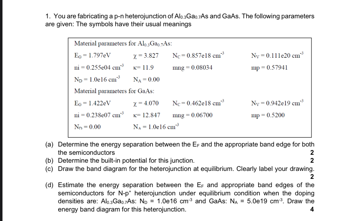 You are fabricating a p - n heterojunction of A l