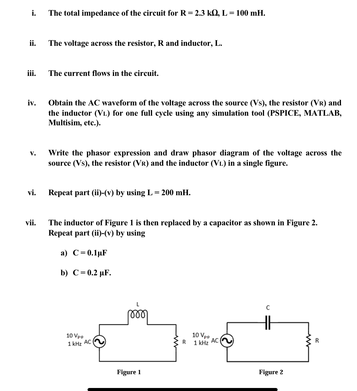 i . The total impedance of the circuit for R = 2