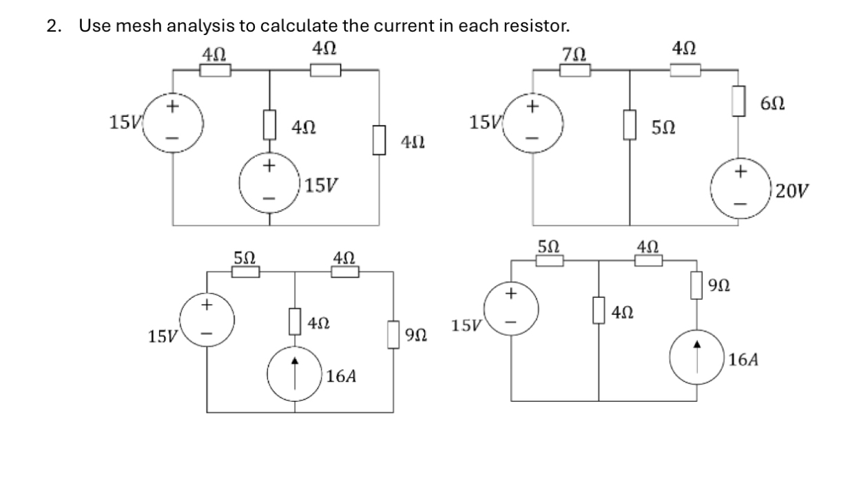 Use mesh analysis to calculate the current in