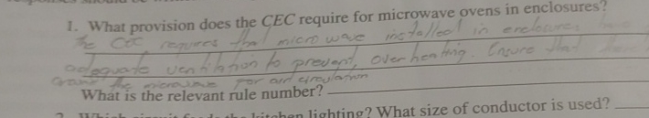 What provision does the CEC require for microwave