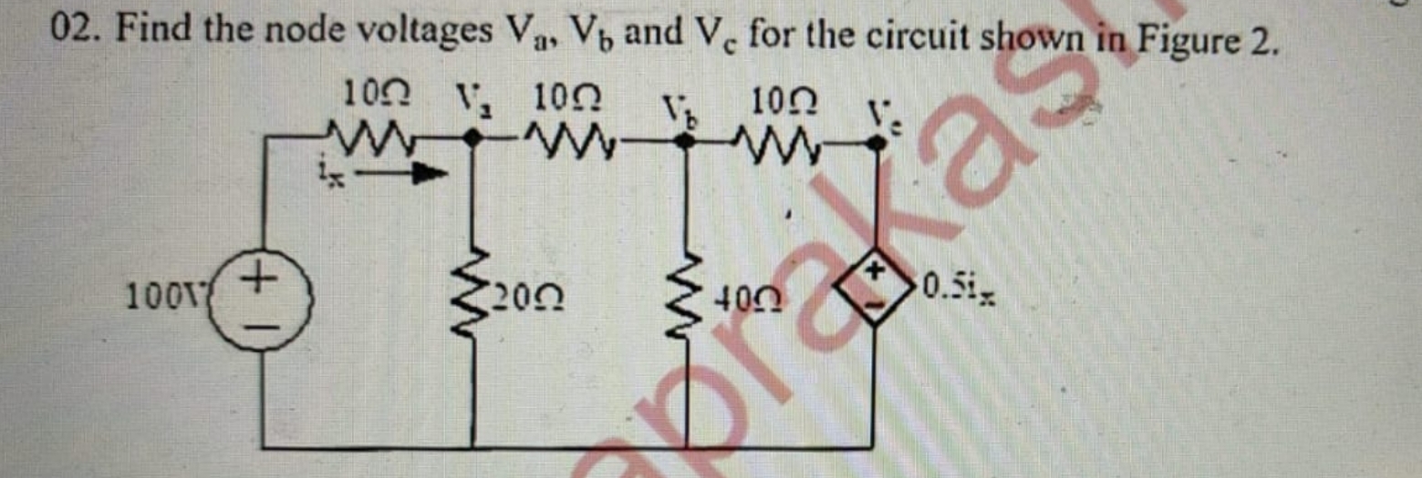 Find the node voltages V a , V b and V c for the