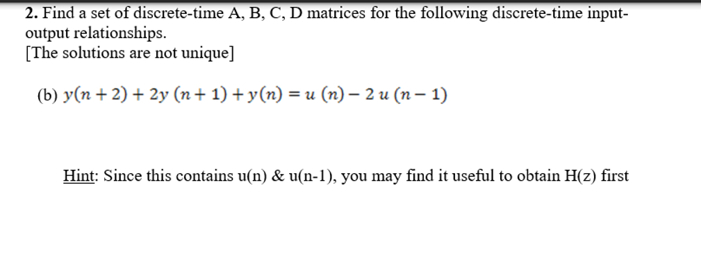 Find a set of discrete - time A , B , C , D