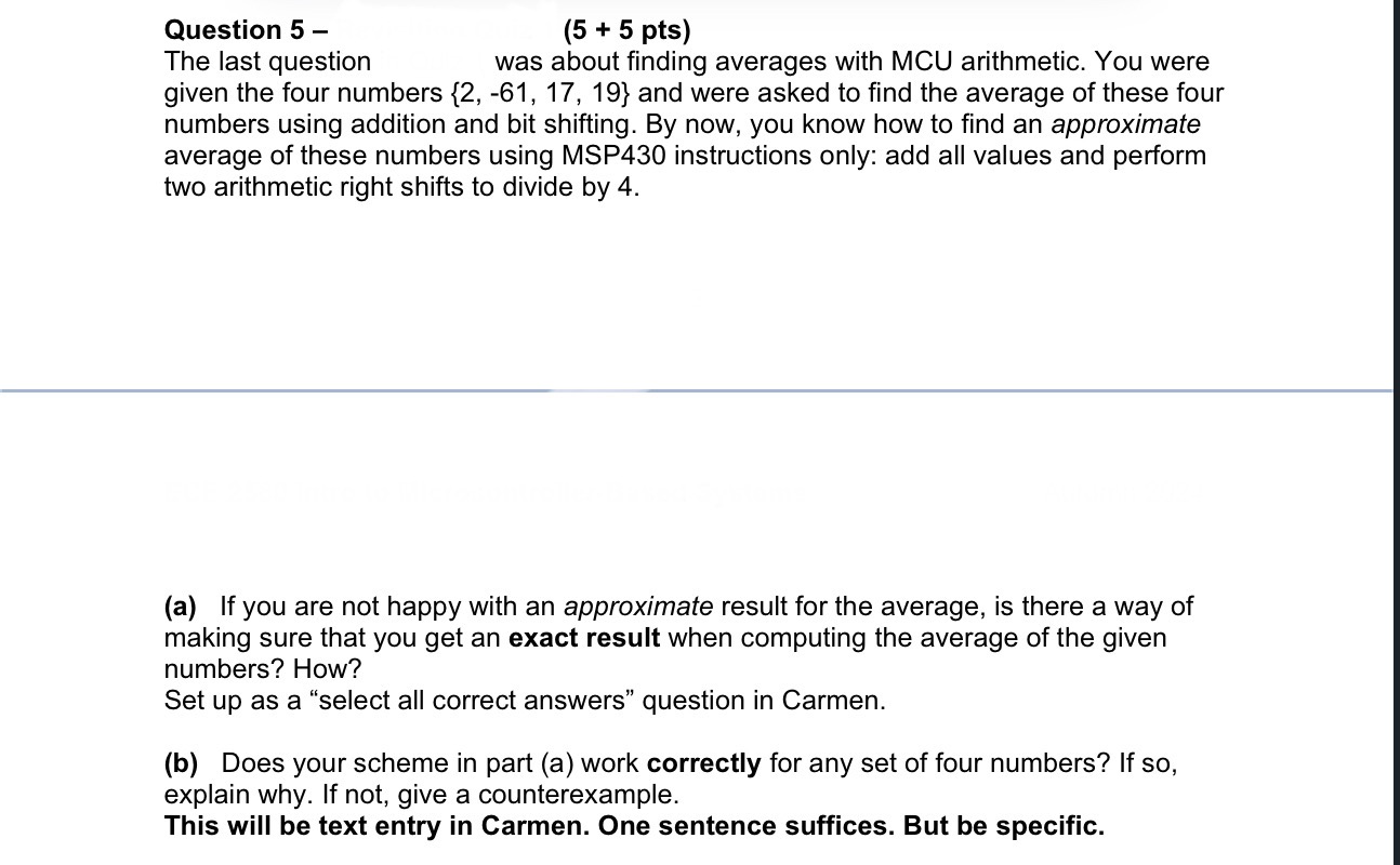 Question 5 - \ [ \ text { ( 5 + } 5 \ text { pts