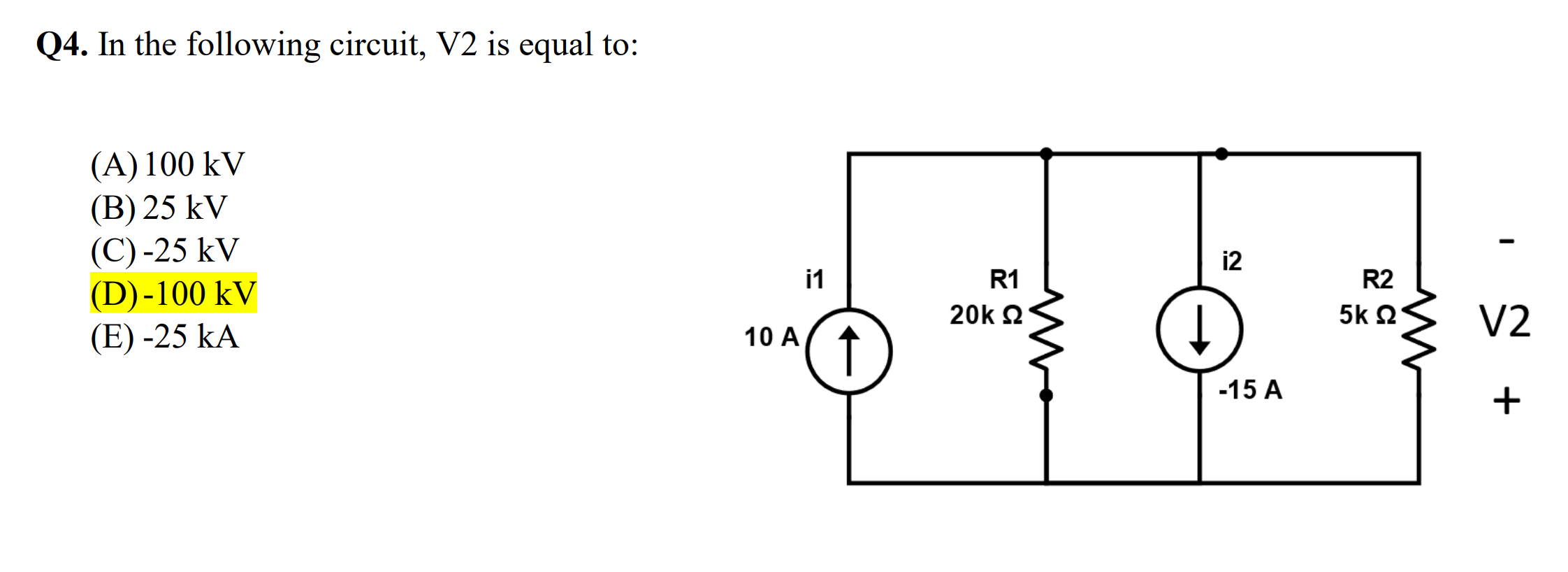 Q 4 . In the following circuit, V 2 is equal to: