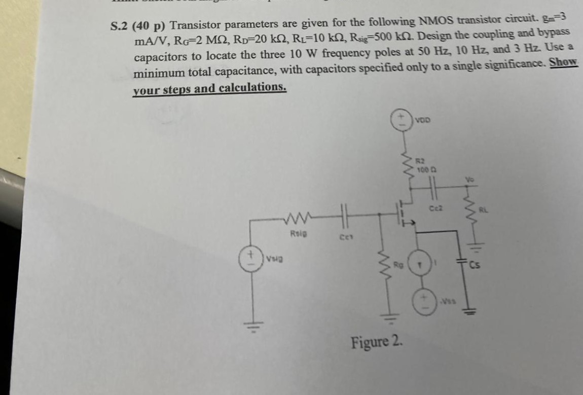 Transistor parameters are given for the following