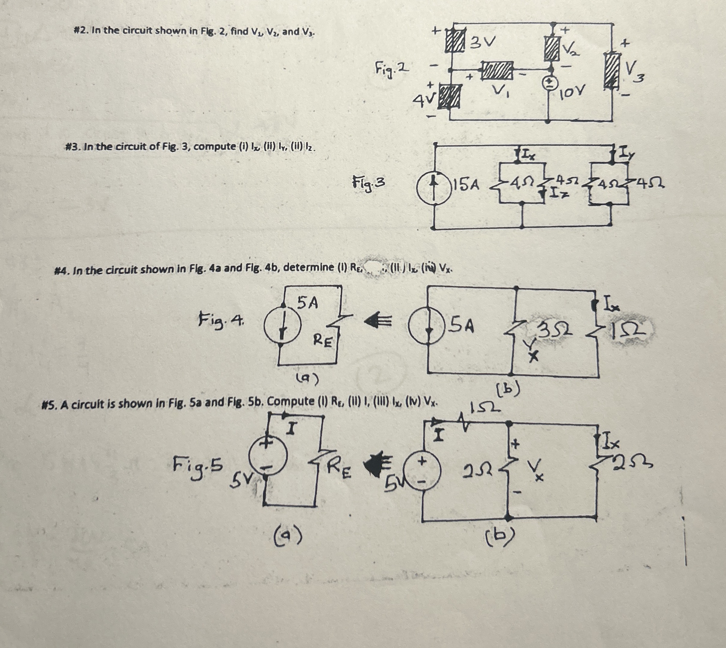 # 2 . In the circuit shown in Fig. 2 , find V 1 ,