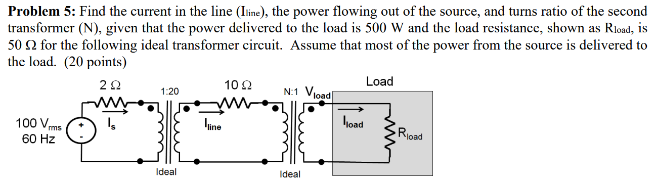 Problem 5 : Find the current in the line ( Iline