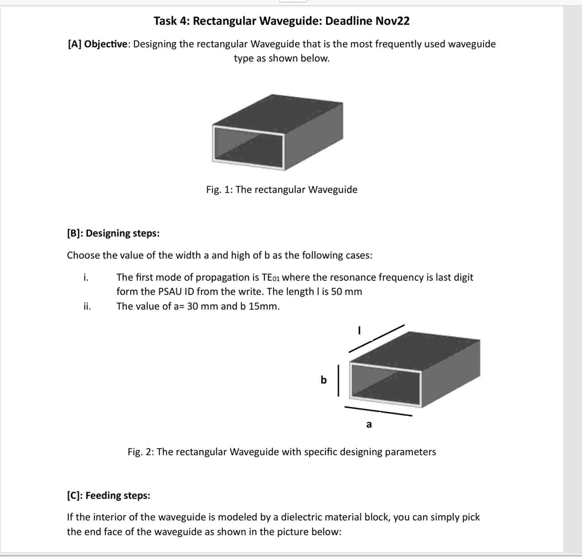 Task 4 : Rectangular Waveguide: Deadline Nov 2 2