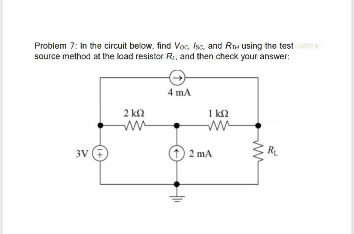 Problem 7 : In the circuit below, find V O C , I