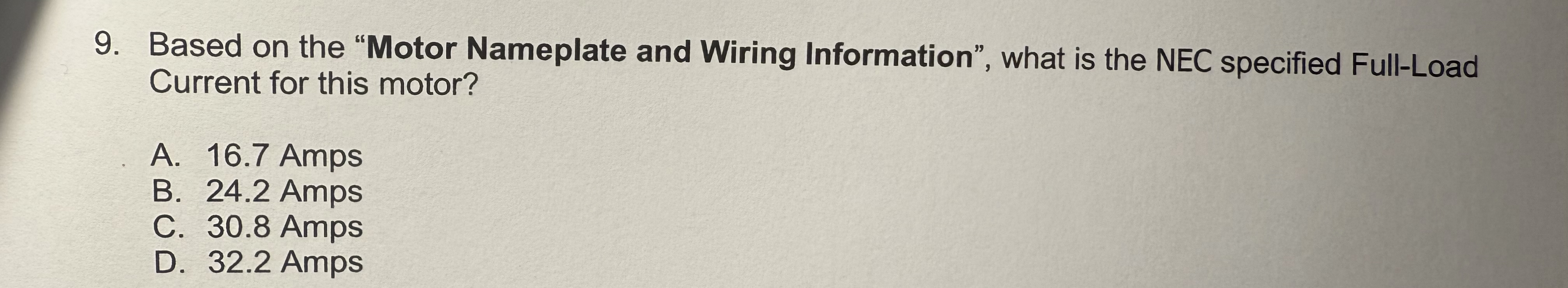 Based on the "Motor Nameplate and Wiring