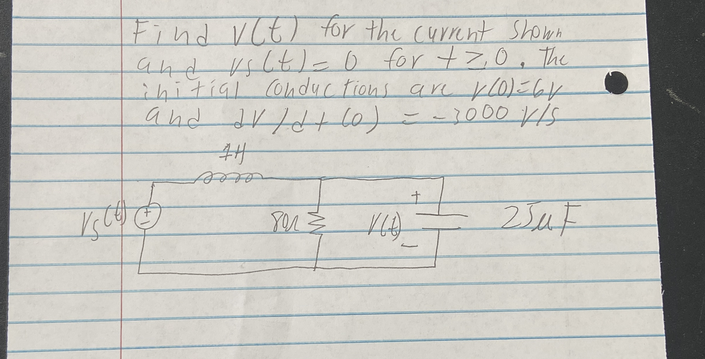 Find v ( t ) for the current shown and v s ( t )