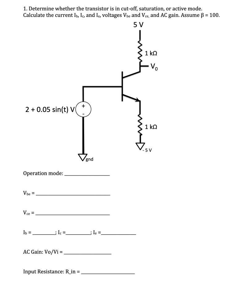 Determine whether the transistor is in cut - off,
