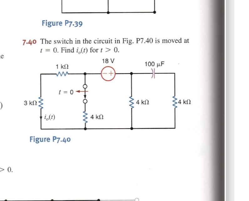 Figure P 7 . 3 9 7 . 4 0 The switch in the