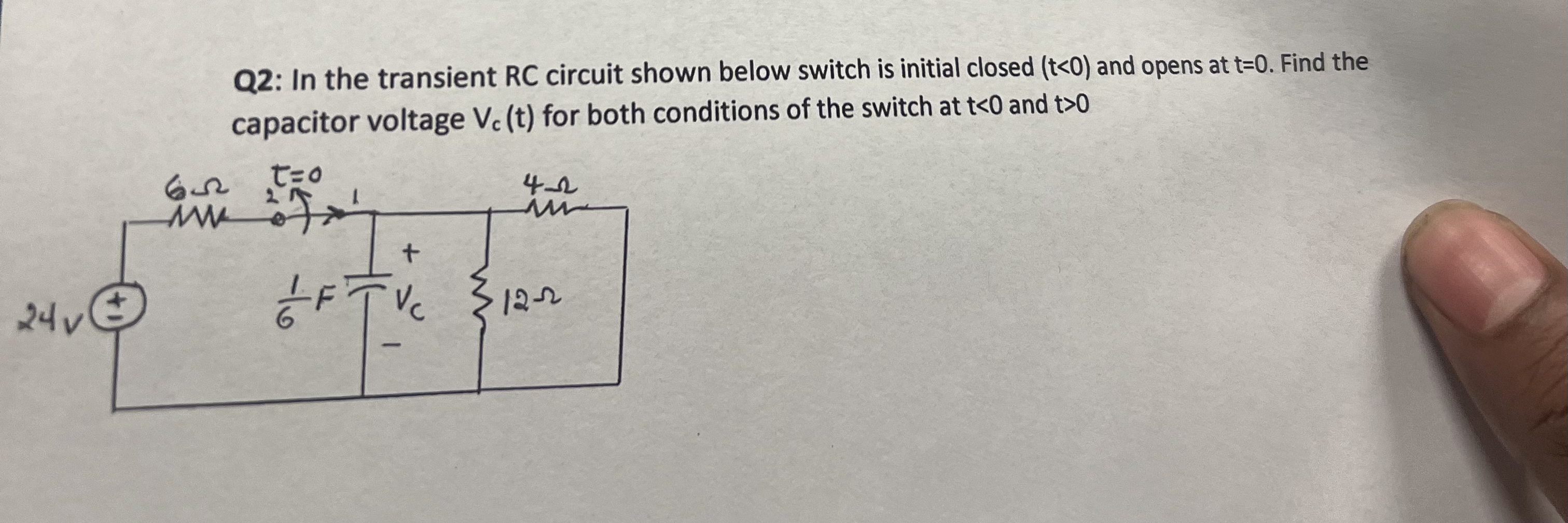 Q 2 : In the transient RC circuit shown below