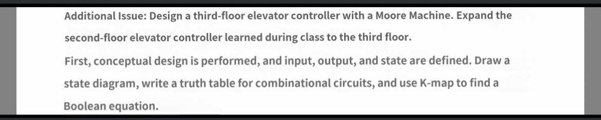 Additional Issue: Design a third - floor elevator