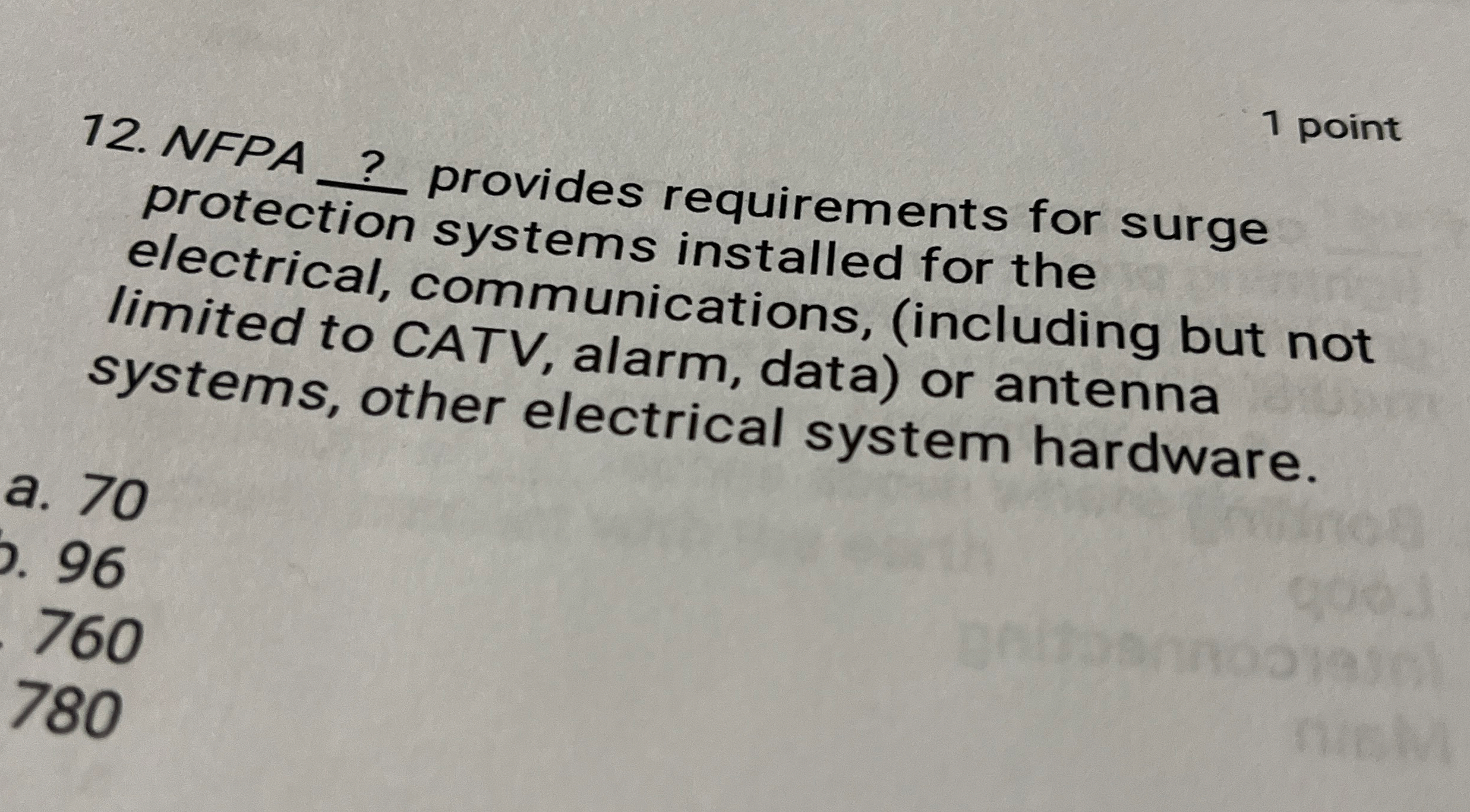 1 point 1 2 . NFPA ? provides requirements for