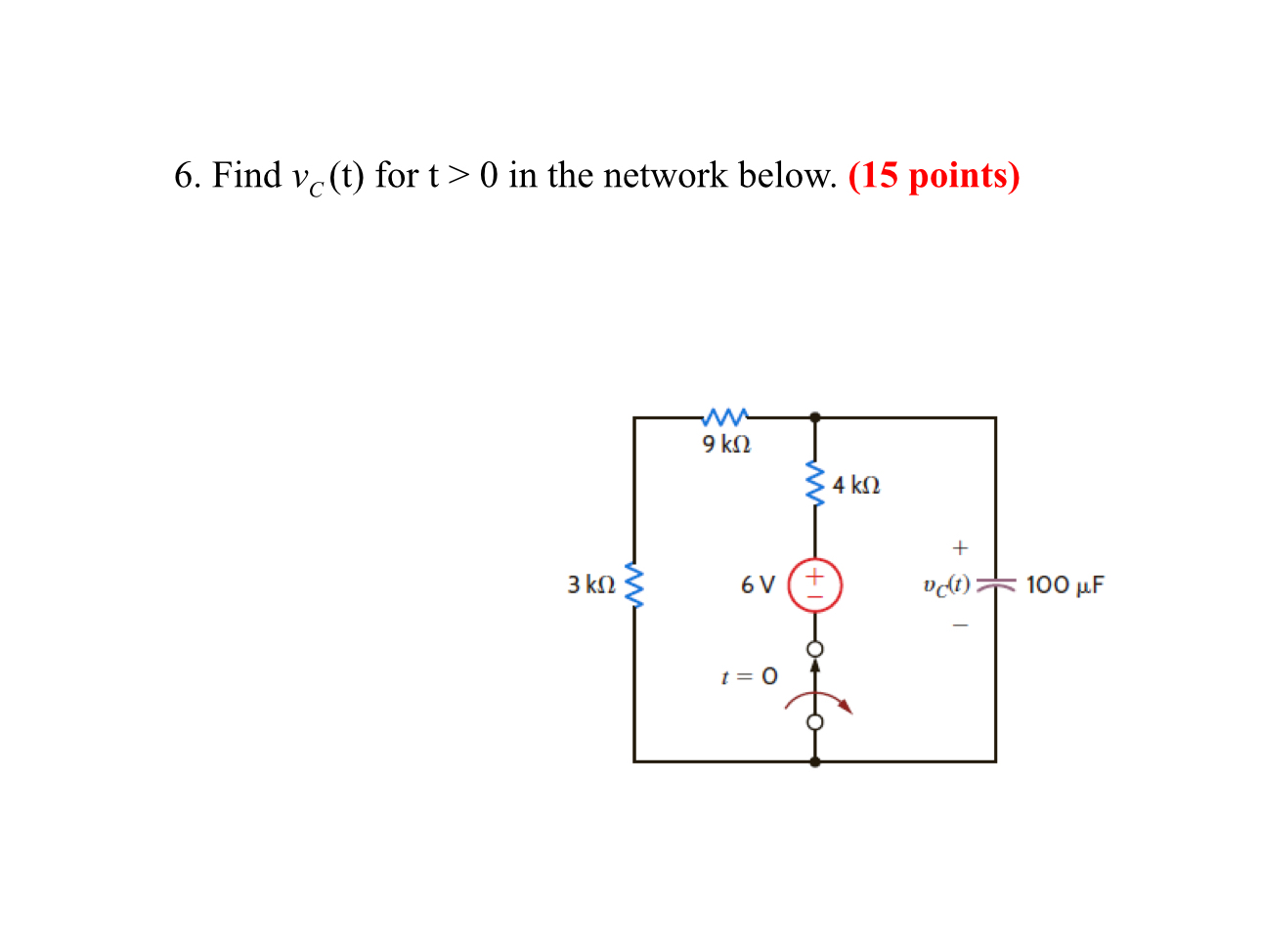 Find v C ( t ) for t > 0 in the network below. (