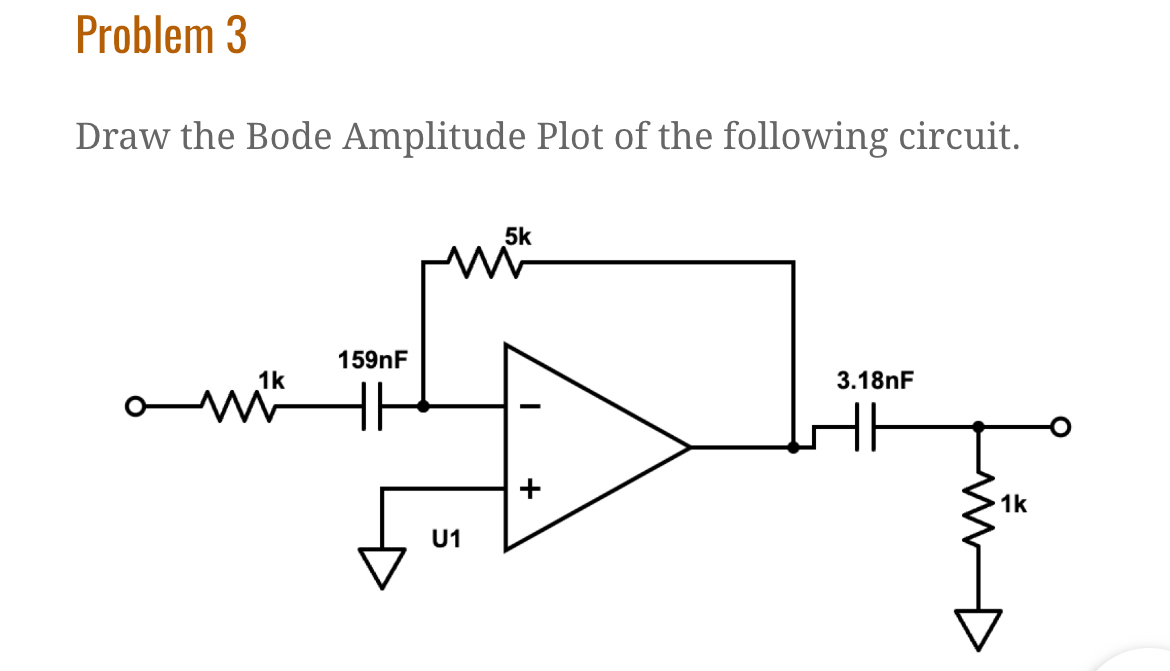 Problem 3 Draw the Bode Amplitude Plot of the
