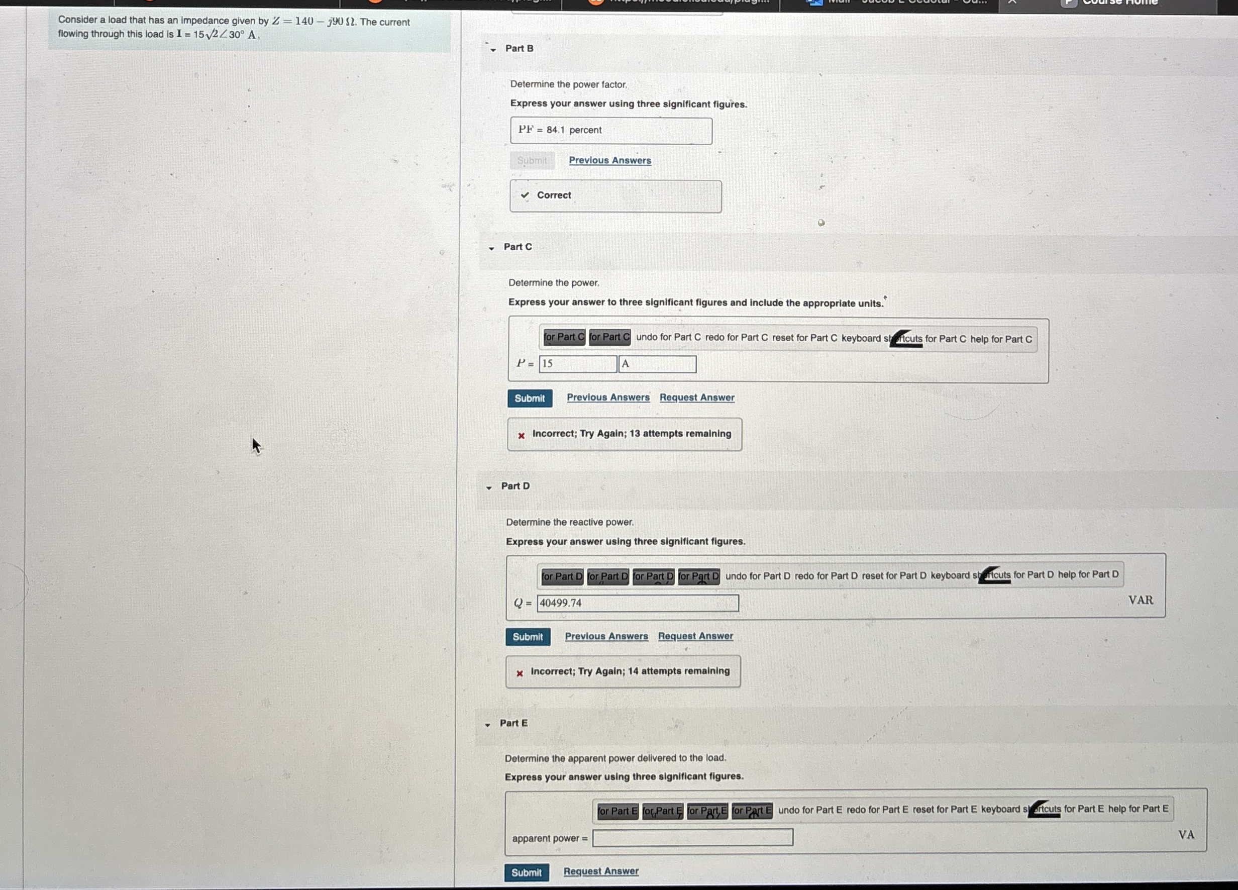 Consider a load that has an impedance given by Z