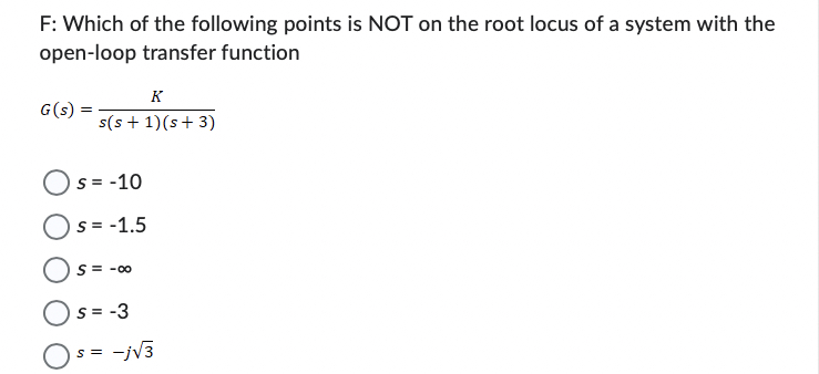 F: Which of the following points is NOT on the